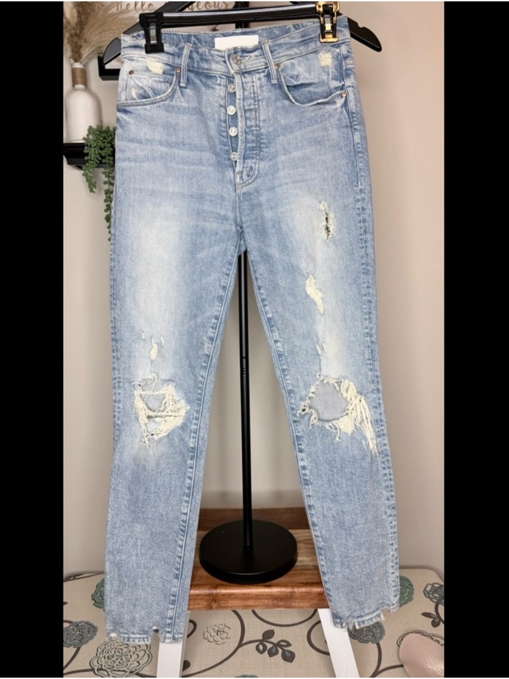 Mother Light Wash Distressed High-Rise Women’s Jeans